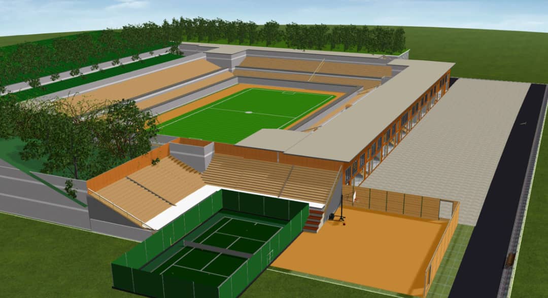 Rendu architectural du projet de stade aux normes FIFA à Maouéni-M'boudé